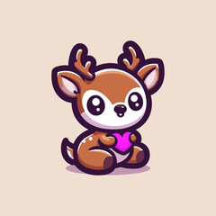 Deer Cute Mascot Logo Illustration Chibi Kawaii is awesome logo, mascot or illustration for your product, company or bussiness