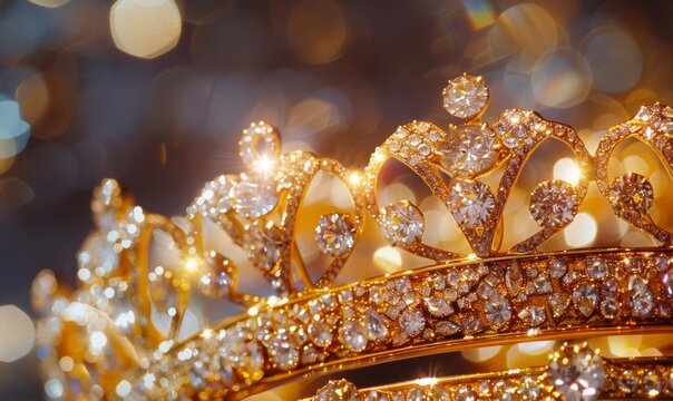 Golden crown with sparkling diamonds exuding luxury and elegance