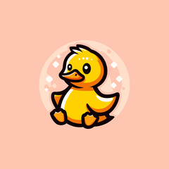 Duck Cute Mascot Logo Illustration Chibi Kawaii is awesome logo, mascot or illustration for your product, company or bussiness