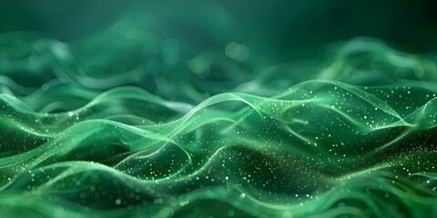 Vibrant green background with abstract digital wave design for tech concept. Concept Tech Concept, Digital Wave Design, Vibrant Green Background, Abstract, Visual Technology