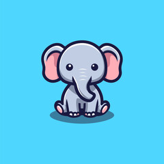 Elephant Cute Mascot Logo Illustration Chibi Kawaii is awesome logo, mascot or illustration for your product, company or bussiness