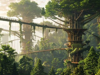 A city built on a network of giant tree branches
