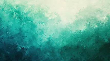 Fotobehang Abstract art teal blue green gradient paint background with liquid fluid grunge texture,  © Rayhanbp