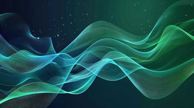 close up of a person holding a cell phone wave concept of technology Vector wavy lines pattern smooth curve flowing dynamic blue green gradient light 