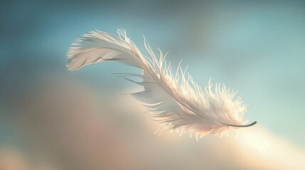 Delicate feather floating in the air a dance with the breeze a symbol of lightness and freedom