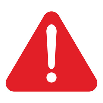 Hazard warning attention sign with exclamation mark symbol in a red triangle. Danger, Vector illustration. Attention icon.