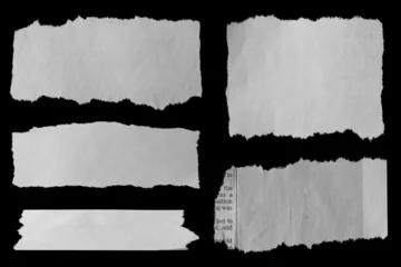 Tapeten Five pieces of torn paper on black background © Stillfx