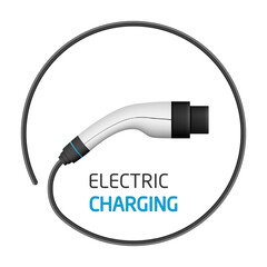 Electric car charging plug, EV charging connector, vector illustration