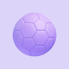 Fototapeta premium A vibrant monochromatic purple soccer ball on a matching purple background. Icon, sign and symbol. Side view. 3D Render illustration