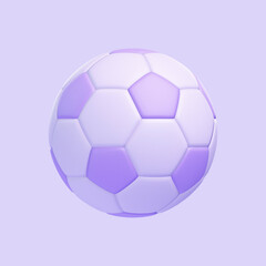 A stylized purple soccer ball on a purple background. Icon, sign and symbol. Side view. 3D Render illustration