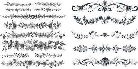 The set of hand drawn vector borders