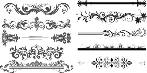 Collection of vector dividers calligraphic style - obrazy, fototapety, plakaty