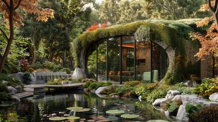 Obraz premium Garden greeen house Generative AI