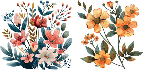 Flower illustration,Botanical floral