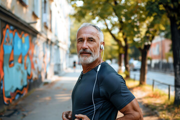 Senior old age man going for a running and living a healthy outdoor lifestyle.