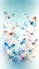 Watercolour background with butterflies