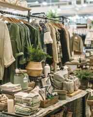 Eco conscious consumer products displayed in a sustainable living expo featuring items from clothing to household goods