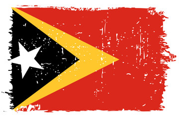 East Timor flag - vector flag with stylish scratch effect and white grunge frame. - 756583384