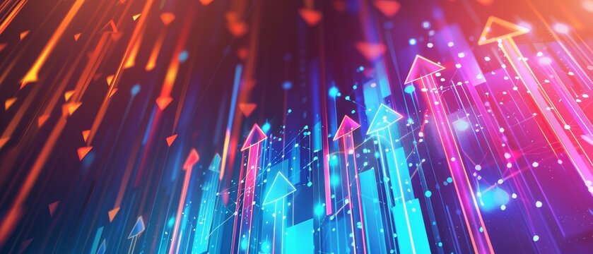 Soaring arrow chart futuristic tech backdrop business investment vibe