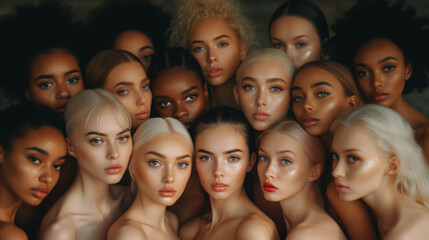 Large group of multi ethnic models in studio - obrazy, fototapety, plakaty