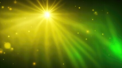 Orange light burst, abstract beautiful rays of lights on a  dark Green background with the color of yellow, golden sparkling backdrop, and blur bokeh