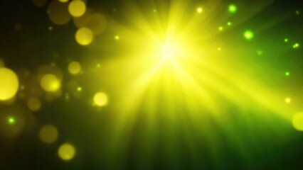 Orange light burst, abstract beautiful rays of lights on a  dark Green background with the color of yellow, golden sparkling backdrop, and blur bokeh