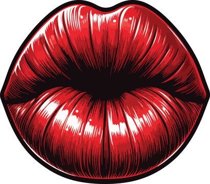 red lips illustration isolated vector 