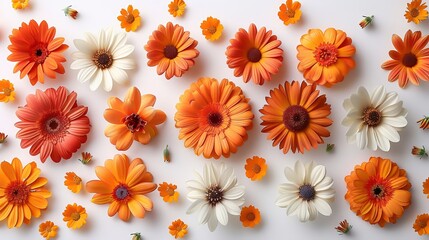 Orange flowers on a white background