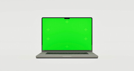Empty Green Screen Display Laptop for Watching and Paste Background e Business Blog or Gaming App. Pc with Clear Chroma Key for Mockup. Concept Computer Technological - 756586114