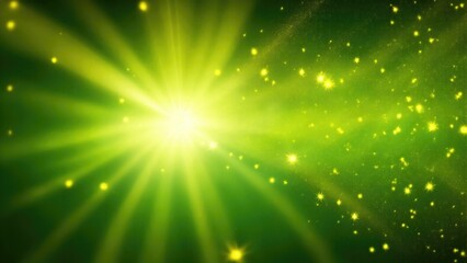 Yellow light burst, abstract beautiful rays of lights on a  dark Green background with the color of yellow, golden sparkling backdrop, and blur bokeh