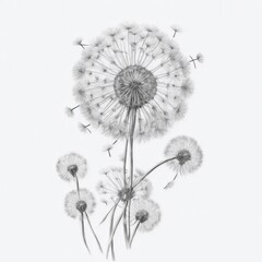 A Dandelion tattoo traditional old school bold line on white background