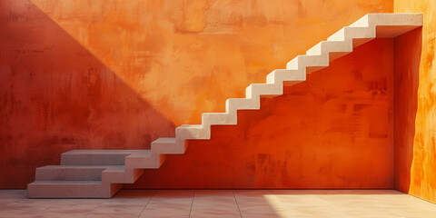 The photo captures a modern staircase situated next to a wall within a room. The staircase has clean lines and a sleek design, adding a contemporary touch to the space