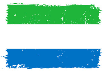 Sierra Leone flag - vector flag with stylish scratch effect and white grunge frame.