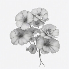 A Geranium tattoo traditional old school bold line on white background