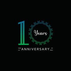 10 th anniversary logo gradation. on black background