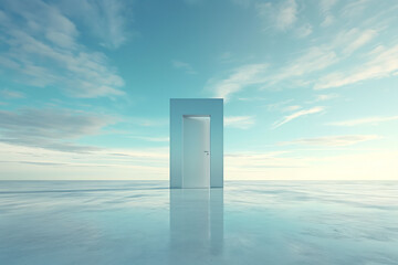 Open Door to the Heavens, a Minimalist Vision of Tranquility and Infinite Possibilities, Abstract Conceptual Artwork - obrazy, fototapety, plakaty