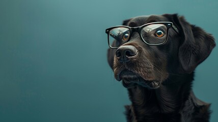 Canine scholar in glasses portrays a deep sense of wisdom and intelligence - obrazy, fototapety, plakaty