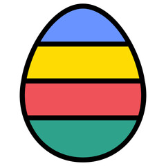 Decorated Easter Egg colored outline Icon. 
