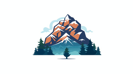 Brain mountain vector logo design template. flat vector