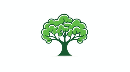 Broccoli Vegan Outline Icon Logo Vector Illustration