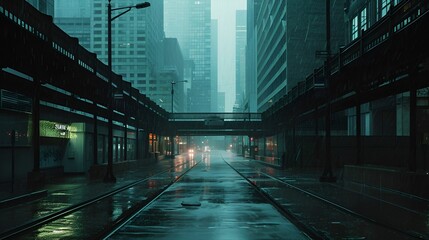 Rainy Night in Urban Metropolis
