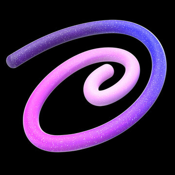 3D matte gradient line abstract spiral shape. Cute colorful squiggle line, quirky object