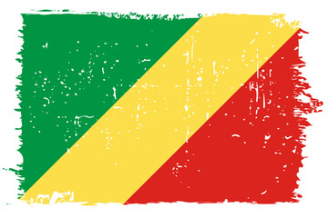 Republic of the Congo flag - vector flag with stylish scratch effect and white grunge frame.