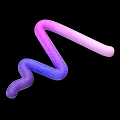 3D matte gradient line abstract shape. Cute colorful squiggle line, quirky marmalade worm