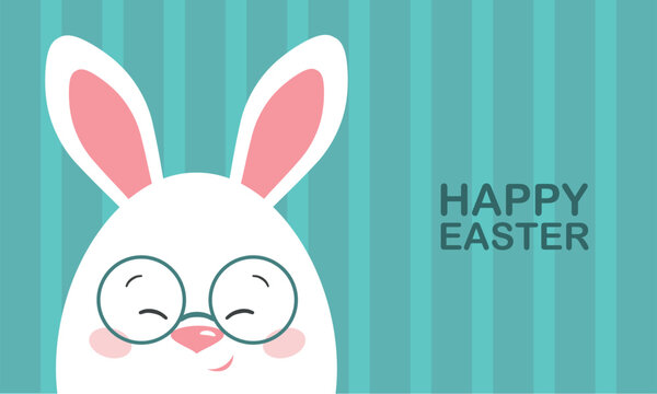 easter card with cute easter bunny and happy easter text, vector illustration for greeting card,banner,wallpaper