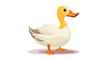 Funny duck cartoon isolated on white background flat