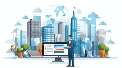 Get this flat of business technology  flat vector