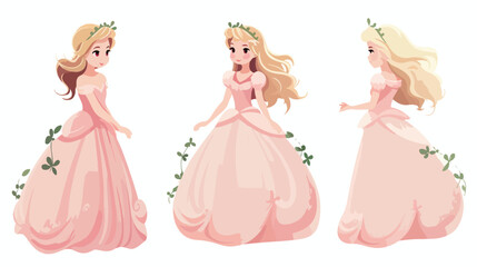 Obraz na płótnie Canvas Girl in fairy princess clothing a vector flat vector