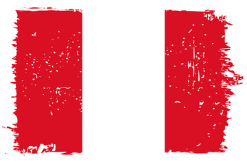 Peru flag - vector flag with stylish scratch effect and white grunge frame.