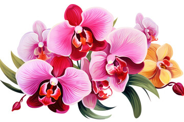 Fototapeta na wymiar Exquisite Orchid Blossom: A Captivating Fusion of Elegance and Delicacy on a Serene White Background